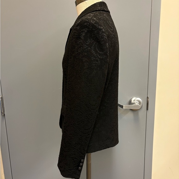 Brooks Brothers Size 6 Black Lace Overlay Blazer Textured Tailored Jacket - Picture 5 of 15